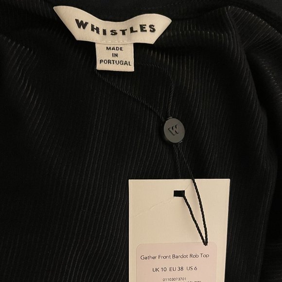 NWT New Whistles Black Gather Front Bardot Rib Top Size UK10/US6 - Picture 10 of 12